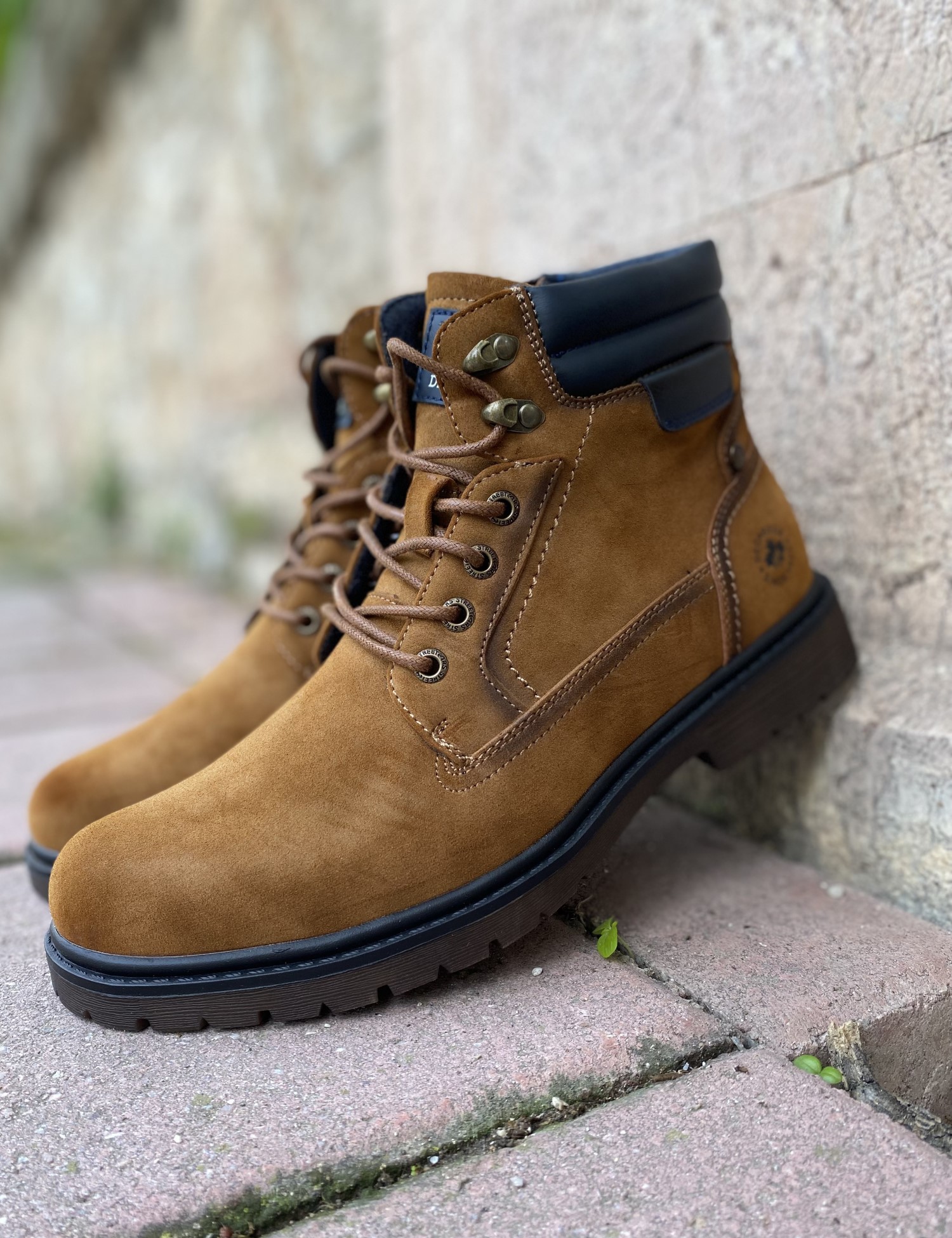 Ανδρικά κάμελ αρβυλάκια από δερματίνη με κορδόνια EL0899C φωτογραφία